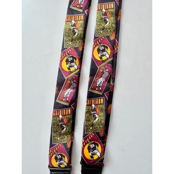 Vintage ADDICTION Football Themed Silk Adjustable Elastic Leather Suspenders - Picture 3 of 11